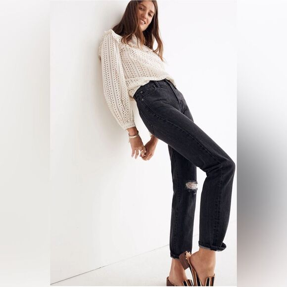 Madewell Perfect Vintage Distressed Black Jean DenimSize 27 - Picture 2 of 10